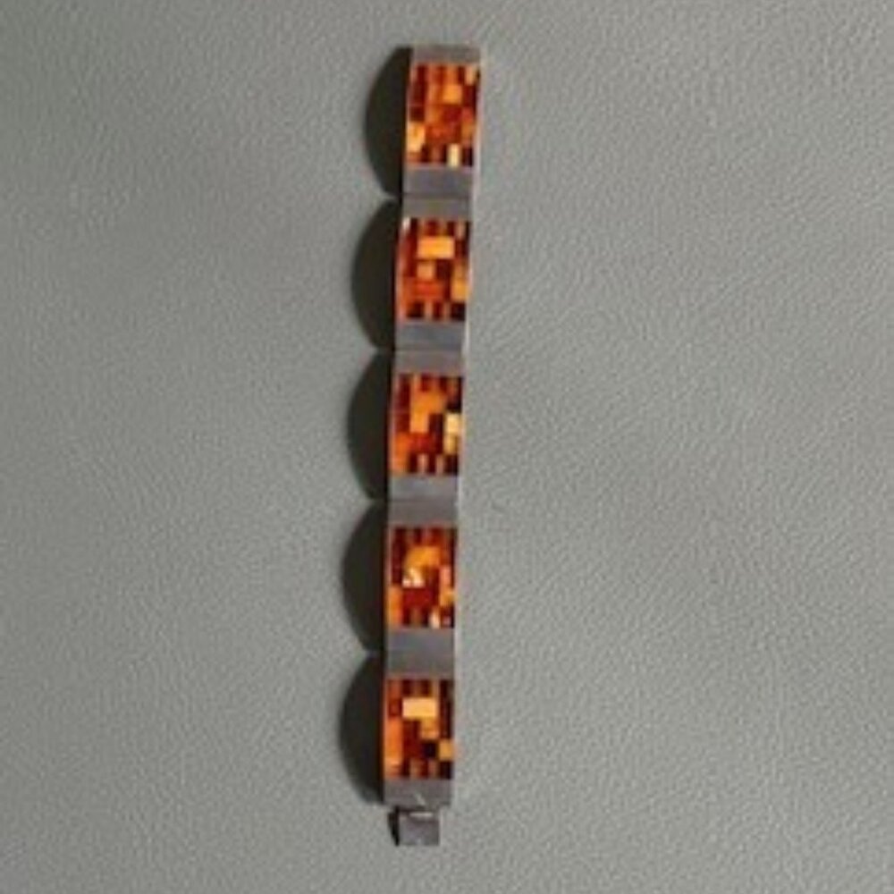 Modern Baltic Amber and Sterling Silver Bracelet